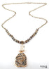 Boho Necklace, RH Antique Brass Green Amazonite Stone Glass